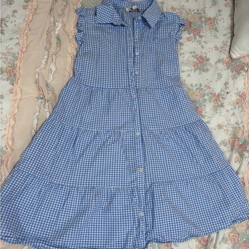 Monteau Blue Checkered Button-Up Blouse